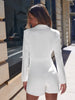 Lapel Collar Buttoned Long Sleeve Romper Trendsi