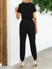 Short Sleeve V-Neck Jumpsuit with Pockets Trendsi