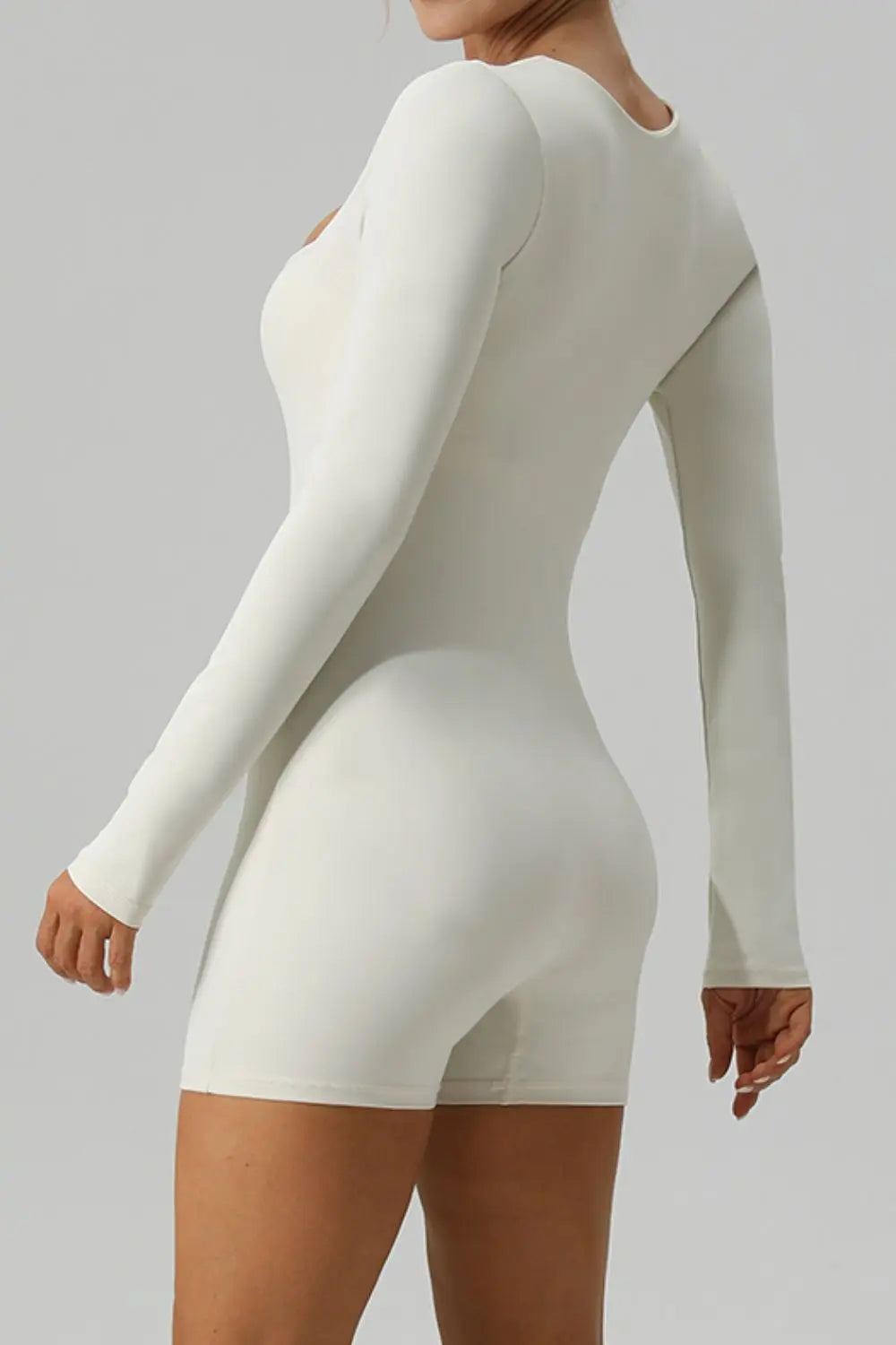 Square Neck Long Sleeve Active Romper Trendsi
