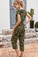 Camouflage Drawstring Crop Leg Jumpsuit Trendsi