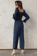 Smocked Long Flounce Sleeve Square Neck Jumpsuit Trendsi