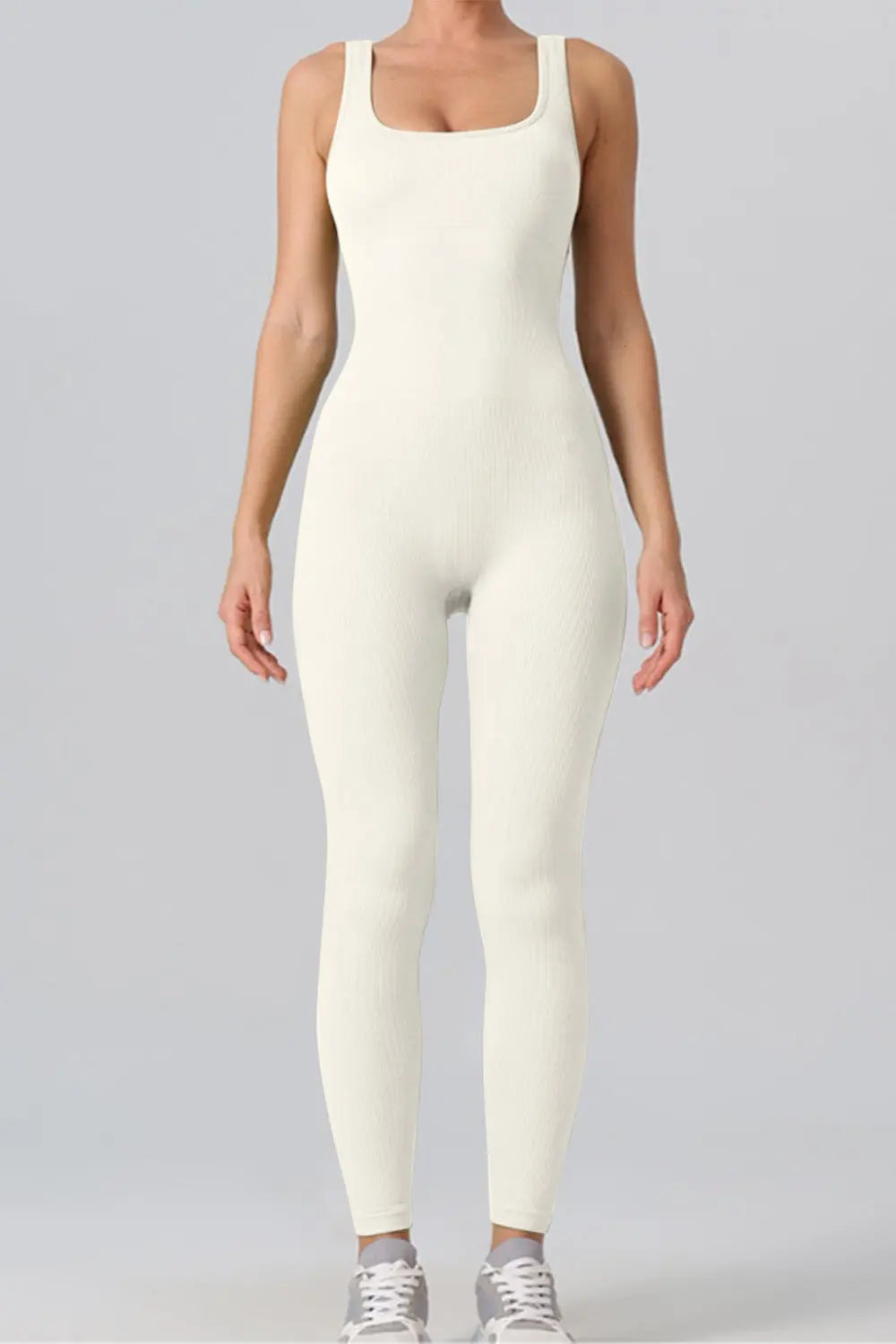 Square Neck Wide Strap Jumpsuit Trendsi