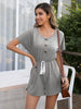 Decorative Button Round Neck Short Sleeve Romper Trendsi