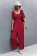 Scoop Neck Half Sleeve Wide Leg Jumpsuit Trendsi