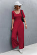Scoop Neck Half Sleeve Wide Leg Jumpsuit Trendsi