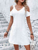  V-Neck Cold-Shoulder Dress -BazaarBey - www.shopbazaarbey.com
