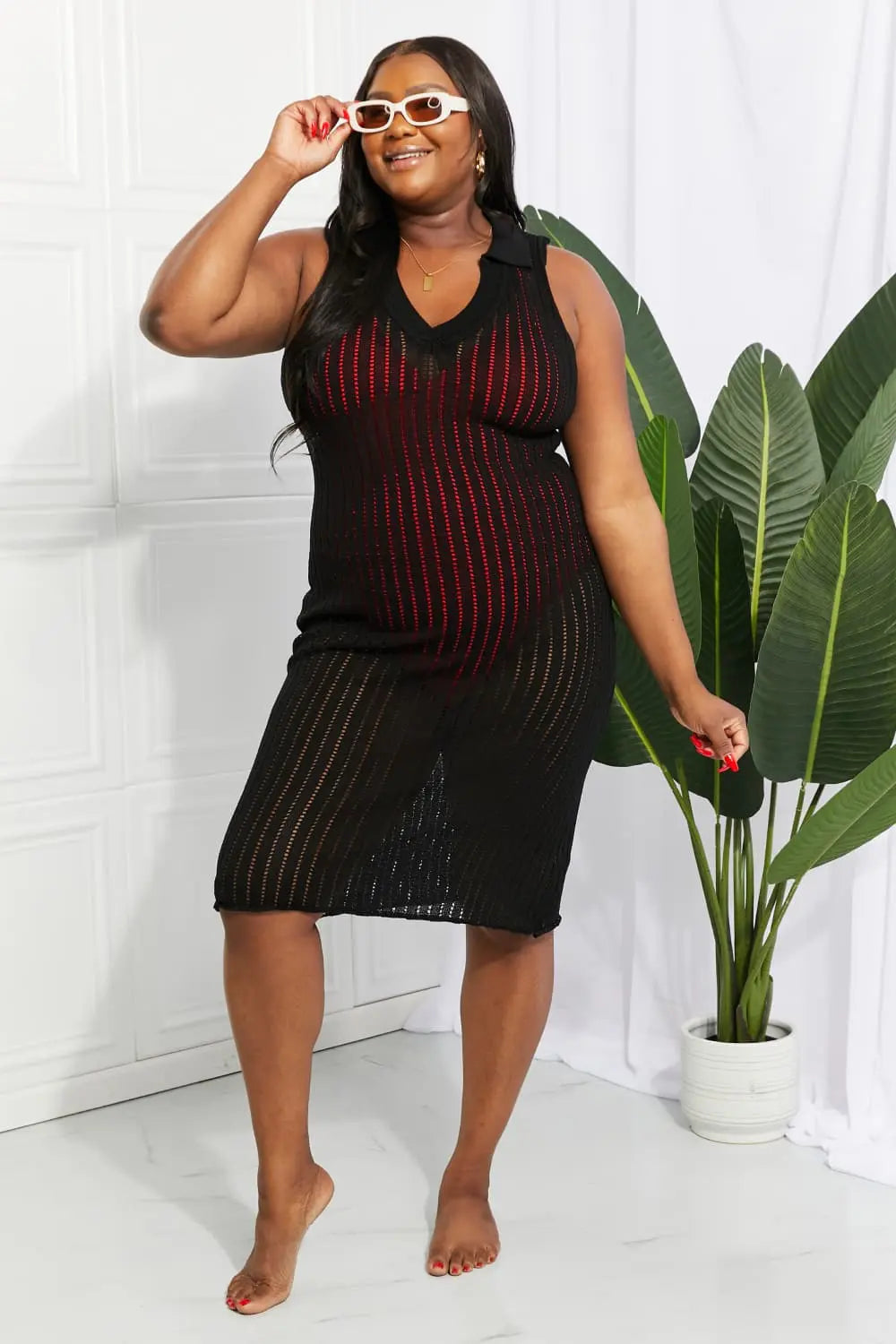Openwork  Cover Up Dress Trendsi