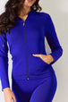  Zip Up Drawstring Hoodie and Leggings Set Trendsi