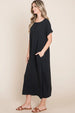  Round Neck Short Sleeve Midi Dress with Pockets -BazaarBey - www.shopbazaarbey.com