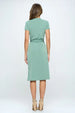  Tie Front  Short Sleeve Dress -BazaarBey - www.shopbazaarbey.com