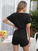 Decorative Button Round Neck Short Sleeve Romper Trendsi