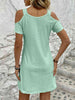  V-Neck Cold-Shoulder Dress -BazaarBey - www.shopbazaarbey.com