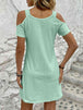  V-Neck Cold-Shoulder Dress -BazaarBey - www.shopbazaarbey.com