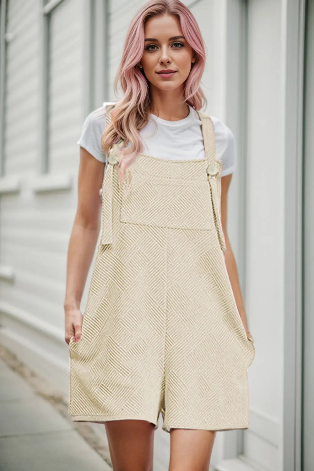 Textured Overall with Pockets Trendsi