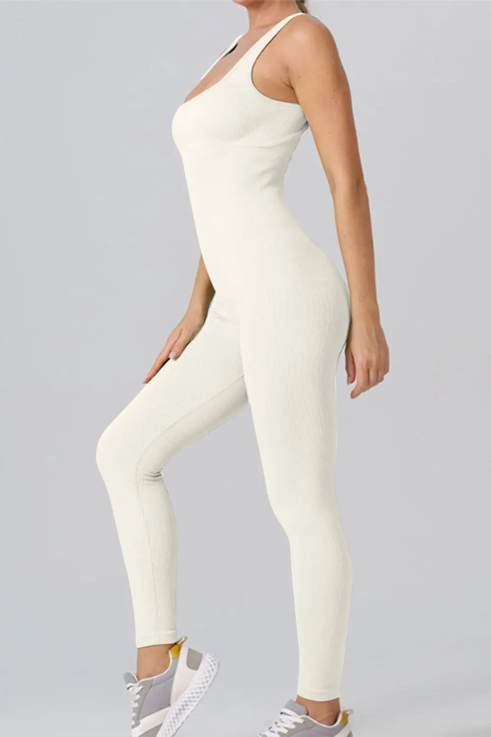Square Neck Wide Strap Jumpsuit Trendsi