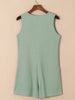 Waffle-Knit Half Button Sleeveless Romper with Pockets Trendsi