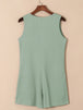 Waffle-Knit Half Button Sleeveless Romper with Pockets Trendsi