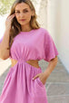  Summer Field Full Size Cutout T-Shirt Dress in Carnation Pink -BazaarBey - www.shopbazaarbey.com