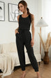BazaarBey Drawstring Waist Round Neck Jogger Jumpsuit 