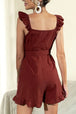 Tie Belt V-Neck Ruffled Romper Trendsi