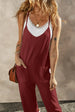 Pocketed Spaghetti Strap Wide Leg Jumpsuit Trendsi