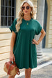 Round Neck Rolled Short Sleeve Tee Dress -BazaarBey - www.shopbazaarbey.com