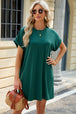 Round Neck Rolled Short Sleeve Tee Dress -BazaarBey - www.shopbazaarbey.com