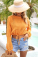 BazaarBey Drawstring Hem Round Neck Cropped Cover Up 