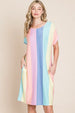  Striped Short Sleeve Dress with Pockets -BazaarBey - www.shopbazaarbey.com