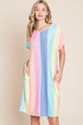  Striped Short Sleeve Dress with Pockets -BazaarBey - www.shopbazaarbey.com