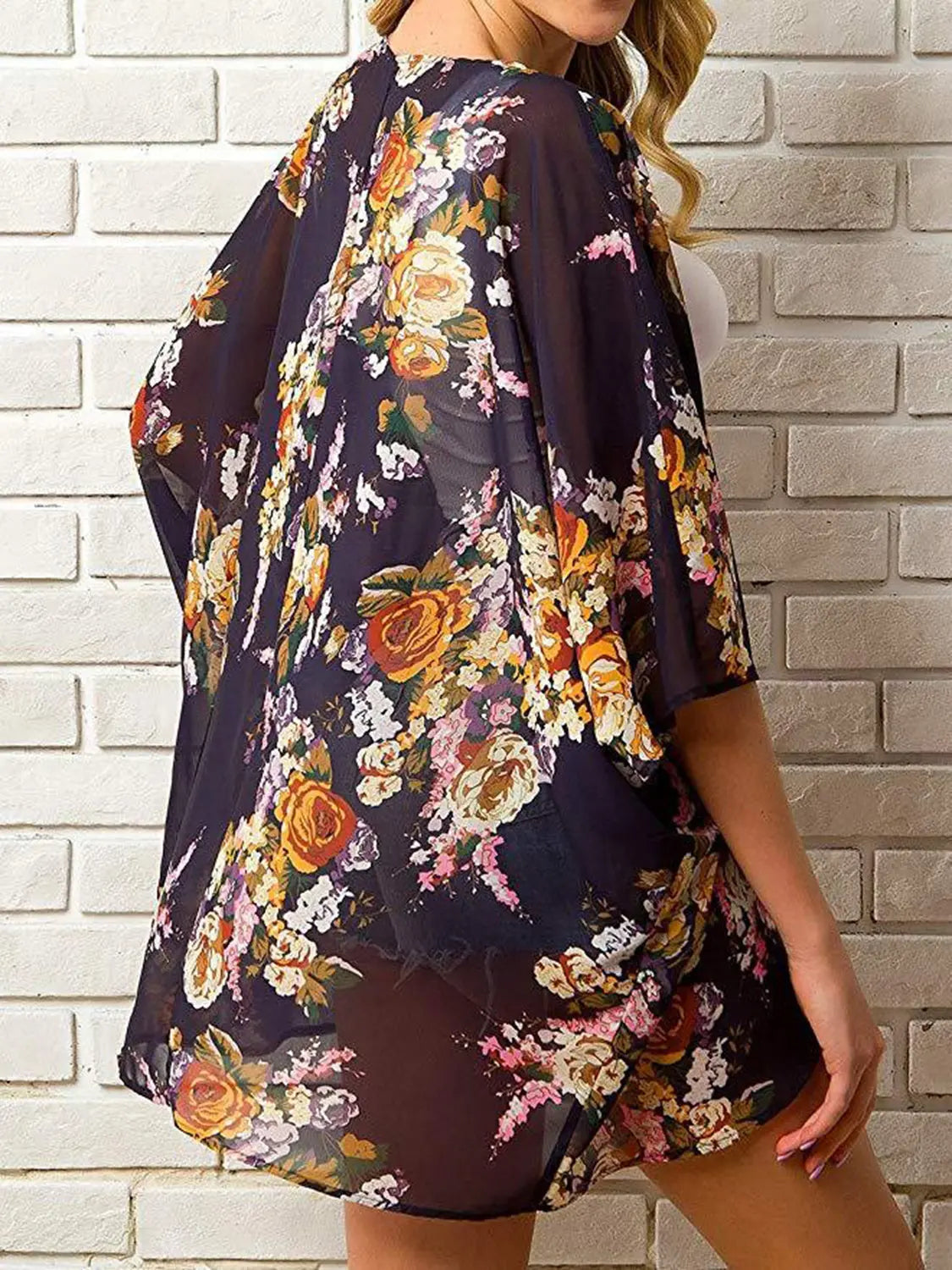 Open Front Half Sleeve Cover-Up Trendsi