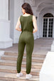 Drawstring Round Neck Sleeveless Jumpsuit Trendsi