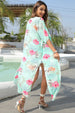 Floral Slit Half Sleeve Cover-Up Trendsi
