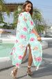 Floral Slit Half Sleeve Cover-Up Trendsi