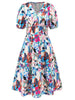Ruched Printed  Short Sleeve Dress -BazaarBey - www.shopbazaarbey.com