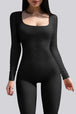 Square Neck Long Sleeve Active Jumpsuit Trendsi