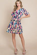  Ruched Color Block Short Sleeve Mini Dress -BazaarBey - www.shopbazaarbey.com