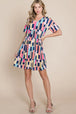  Ruched Color Block Short Sleeve Mini Dress -BazaarBey - www.shopbazaarbey.com