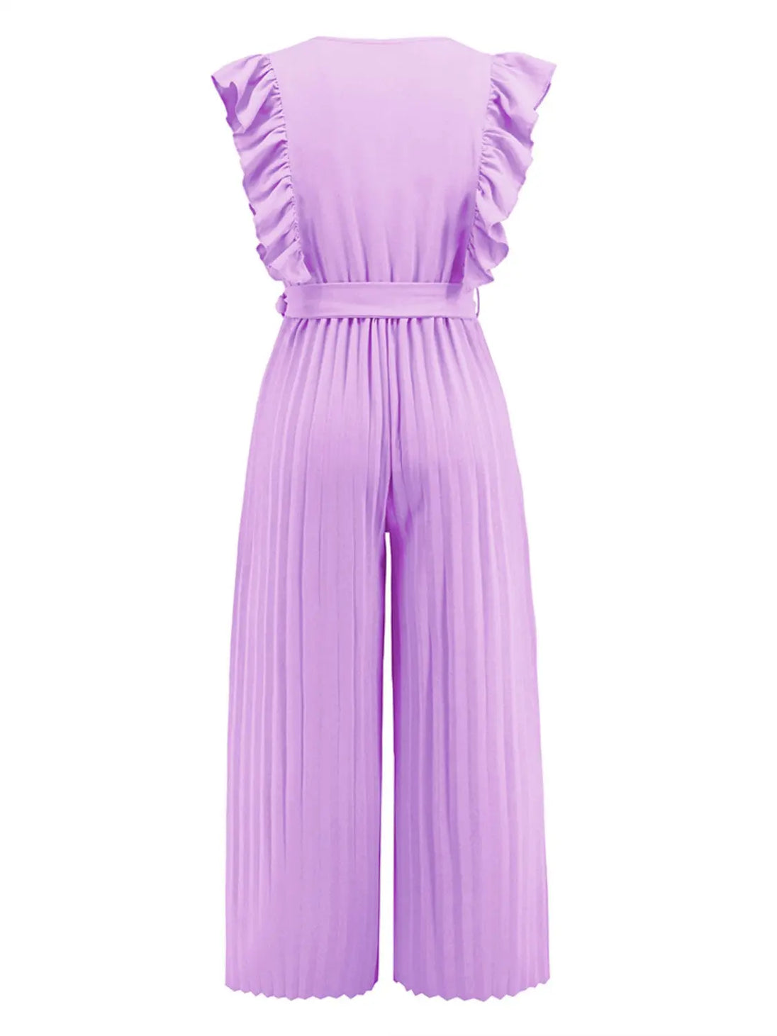 Ruffled Surplice Cap Sleeve Jumpsuit Trendsi
