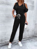 V-Neck Cold-Shoulder Jumpsuit with Pockets Trendsi