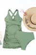 Tie Back Sleeveless Swim Dress and Bottoms Set Trendsi