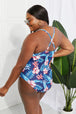 Floral Crisscross Spliced Mesh One-Piece Swimsuit Trendsi
