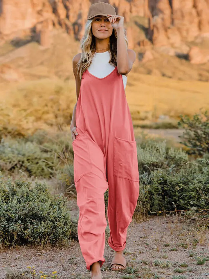BazaarBey   Sleeveless V-Neck Pocketed Jumpsuit 