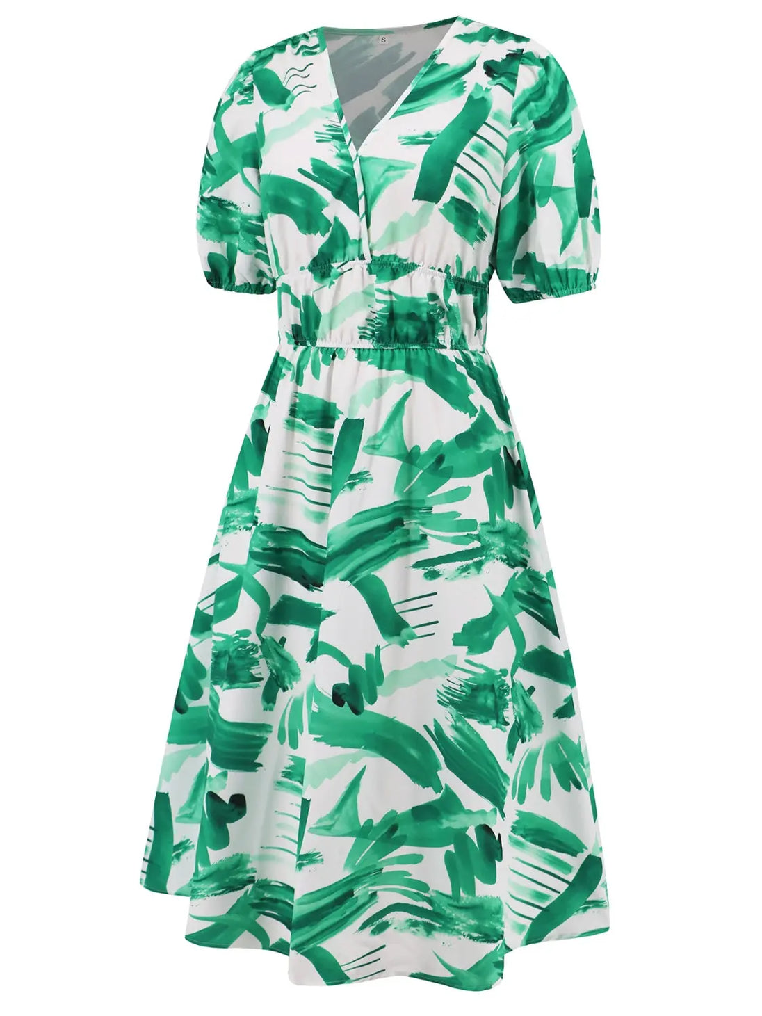 Ruched Printed  Short Sleeve Dress -BazaarBey - www.shopbazaarbey.com