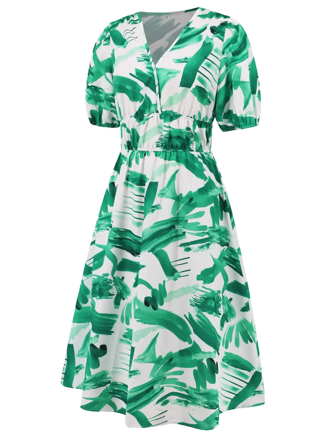 Ruched Printed  Short Sleeve Dress -BazaarBey - www.shopbazaarbey.com