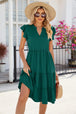 Ruched Notched Cap Sleeve Dress -BazaarBey - www.shopbazaarbey.com