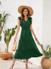 Tiered Ruffled V-Neck Cap Sleeve Dress -BazaarBey - www.shopbazaarbey.com