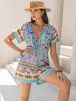 Tied Printed Short Sleeve Romper Trendsi