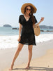 Openwork Plunge Short Sleeve Cover-Up Dress Trendsi