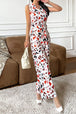 Printed Surplice Neck Sleeveless Jumpsuit Trendsi
